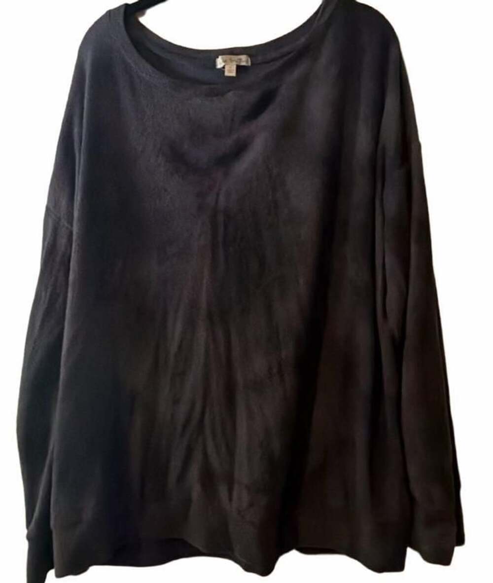 Nine Britton Gray Tie Dye Long Sleeve Scoop Neck Top XL